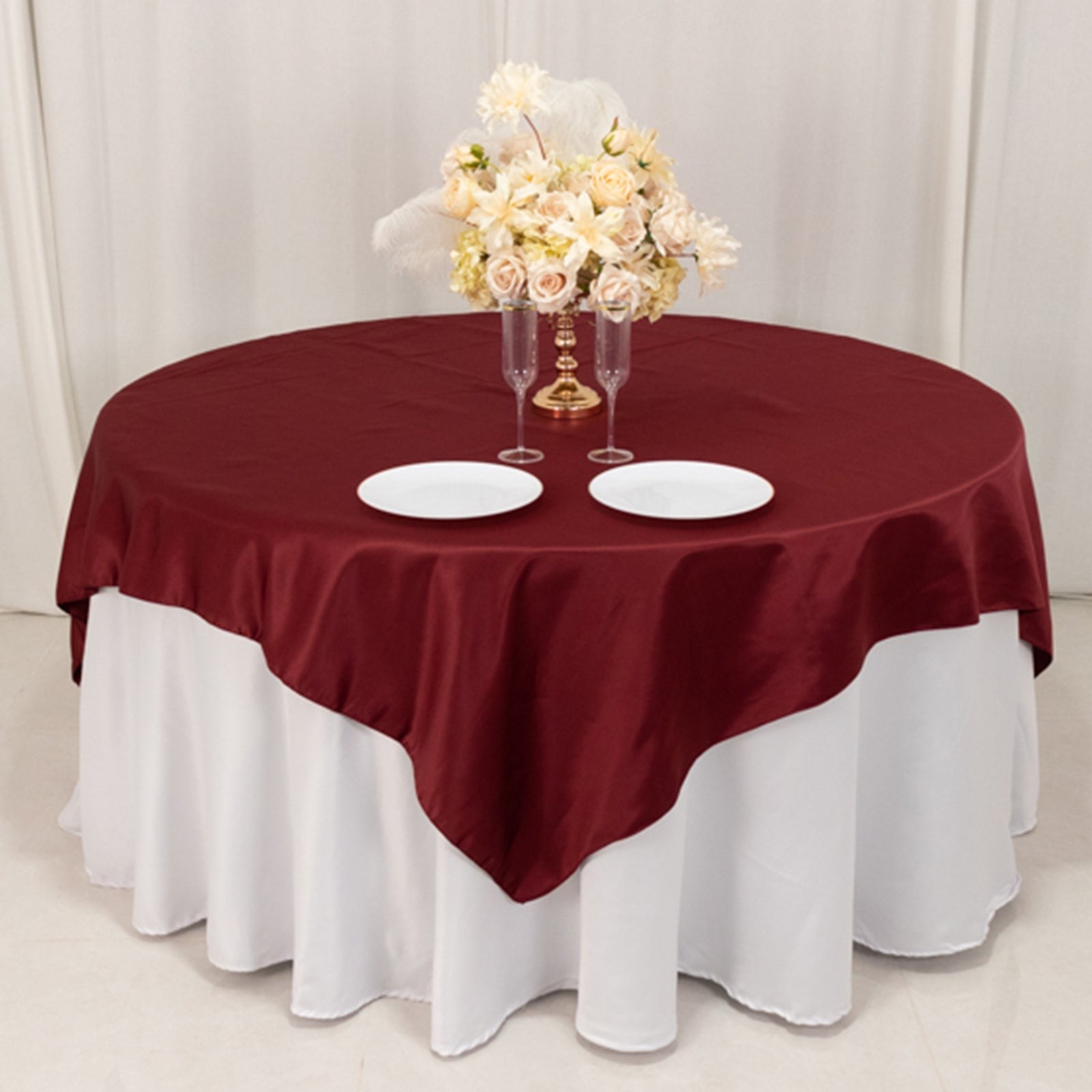 72" Square SATIN Table Overlay Smooth Finish Wedding Table Linens Decorations - Picture 29 of 171