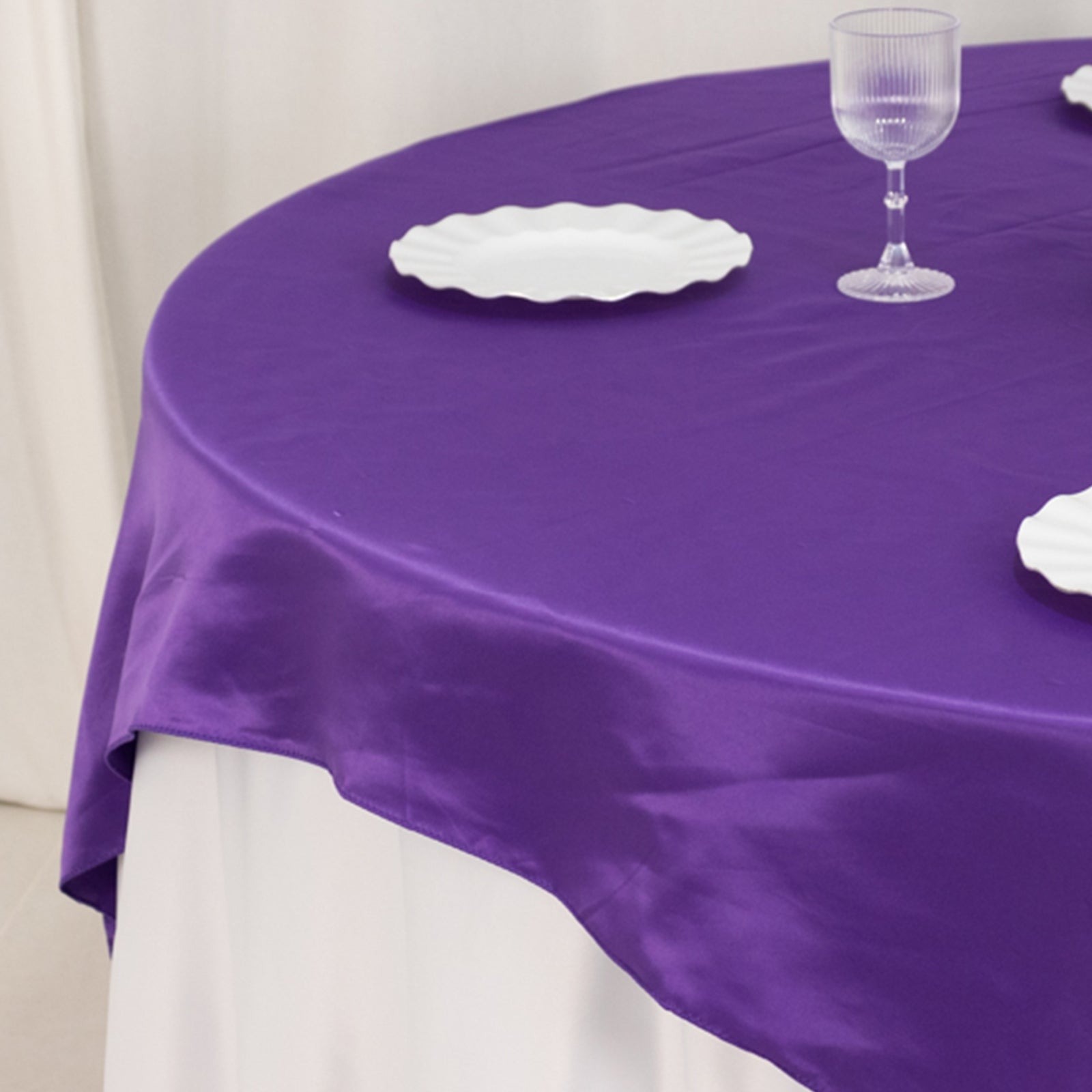 72" Square SATIN Table Overlay Smooth Finish Wedding Table Linens Decorations - Picture 129 of 171