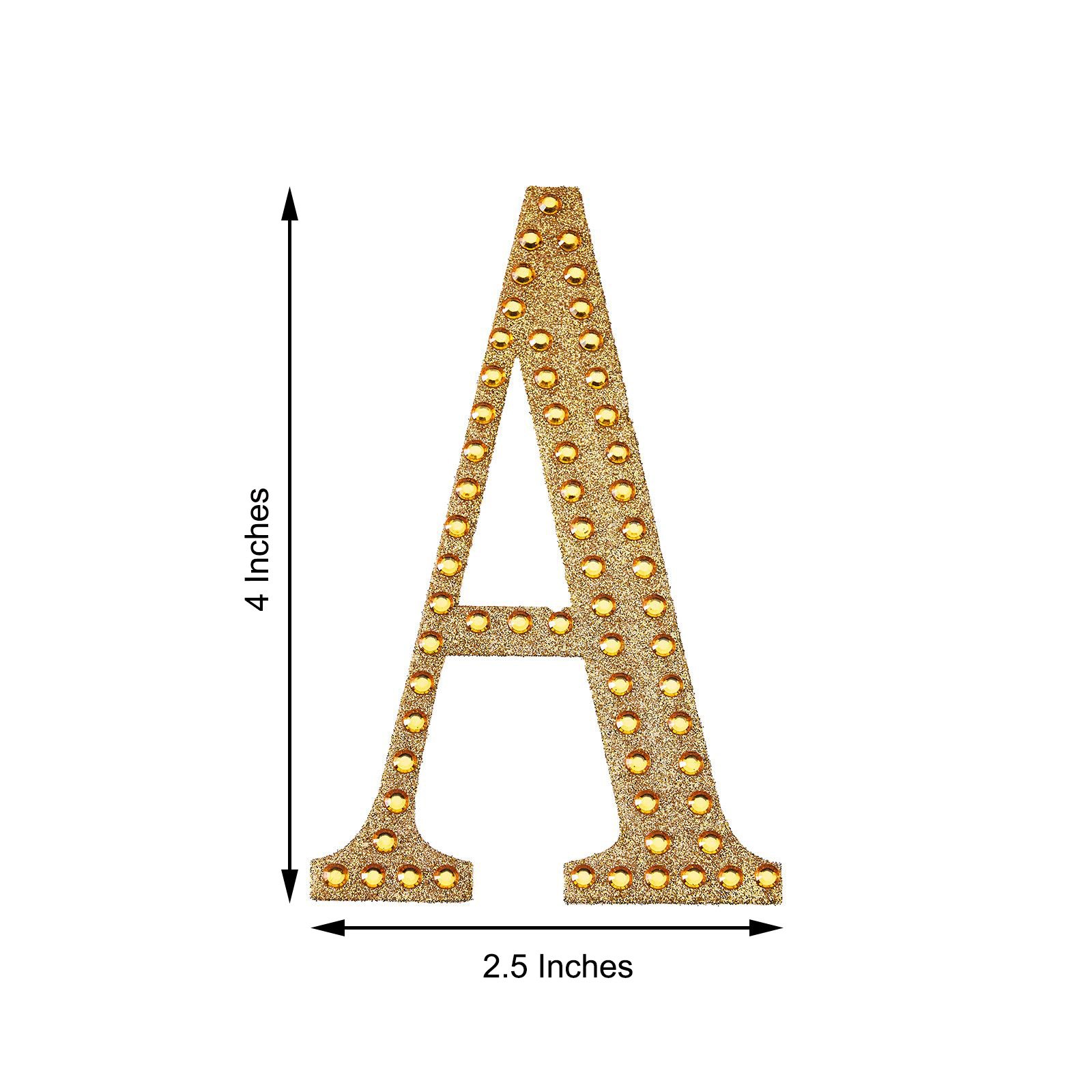 4" tall Gold Letter Self-Adhesive Rhinestones Gem Sticker Wedding Party Crafts - Picture 9 of 177