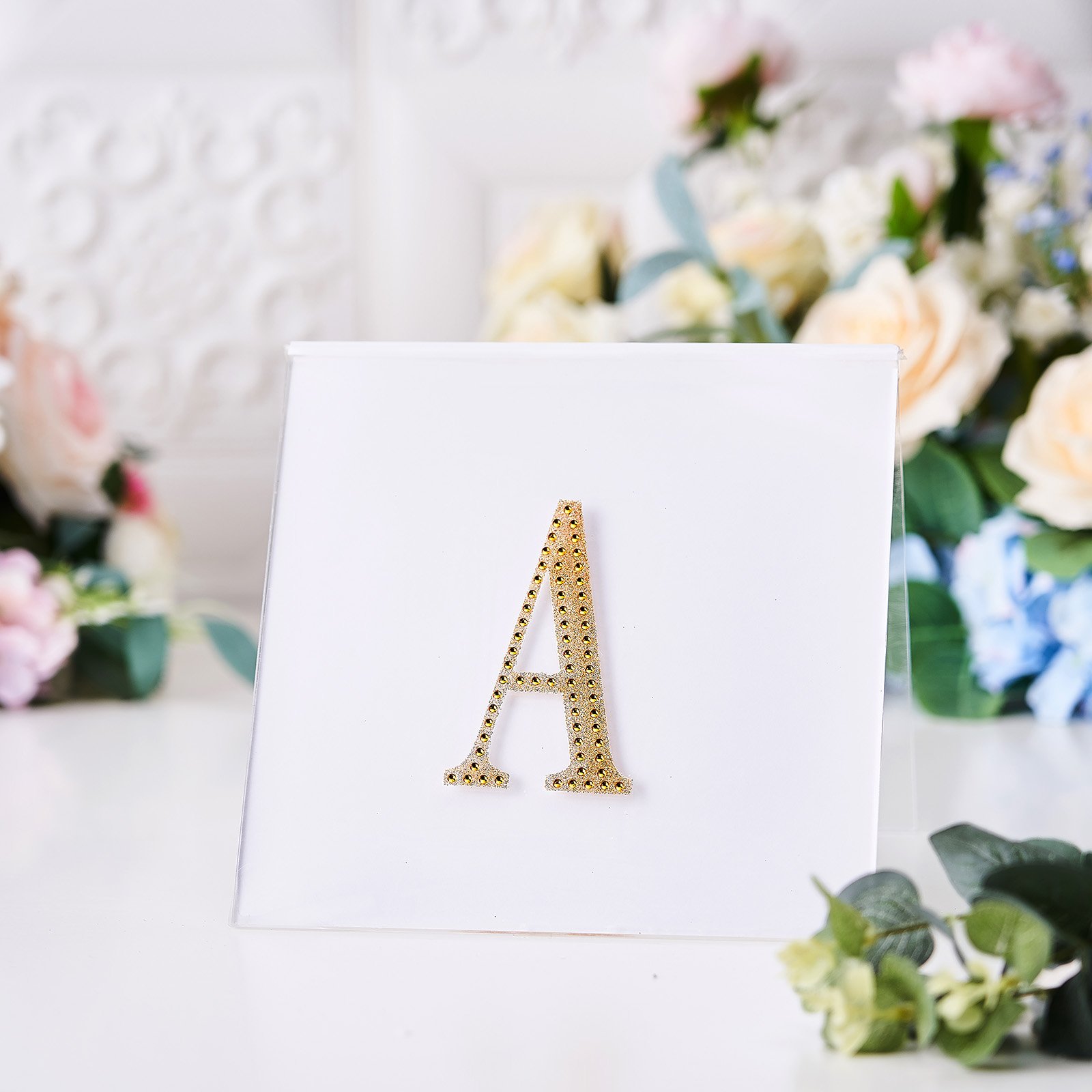 4" tall Gold Letter Self-Adhesive Rhinestones Gem Sticker Wedding Party Crafts - Picture 5 of 177