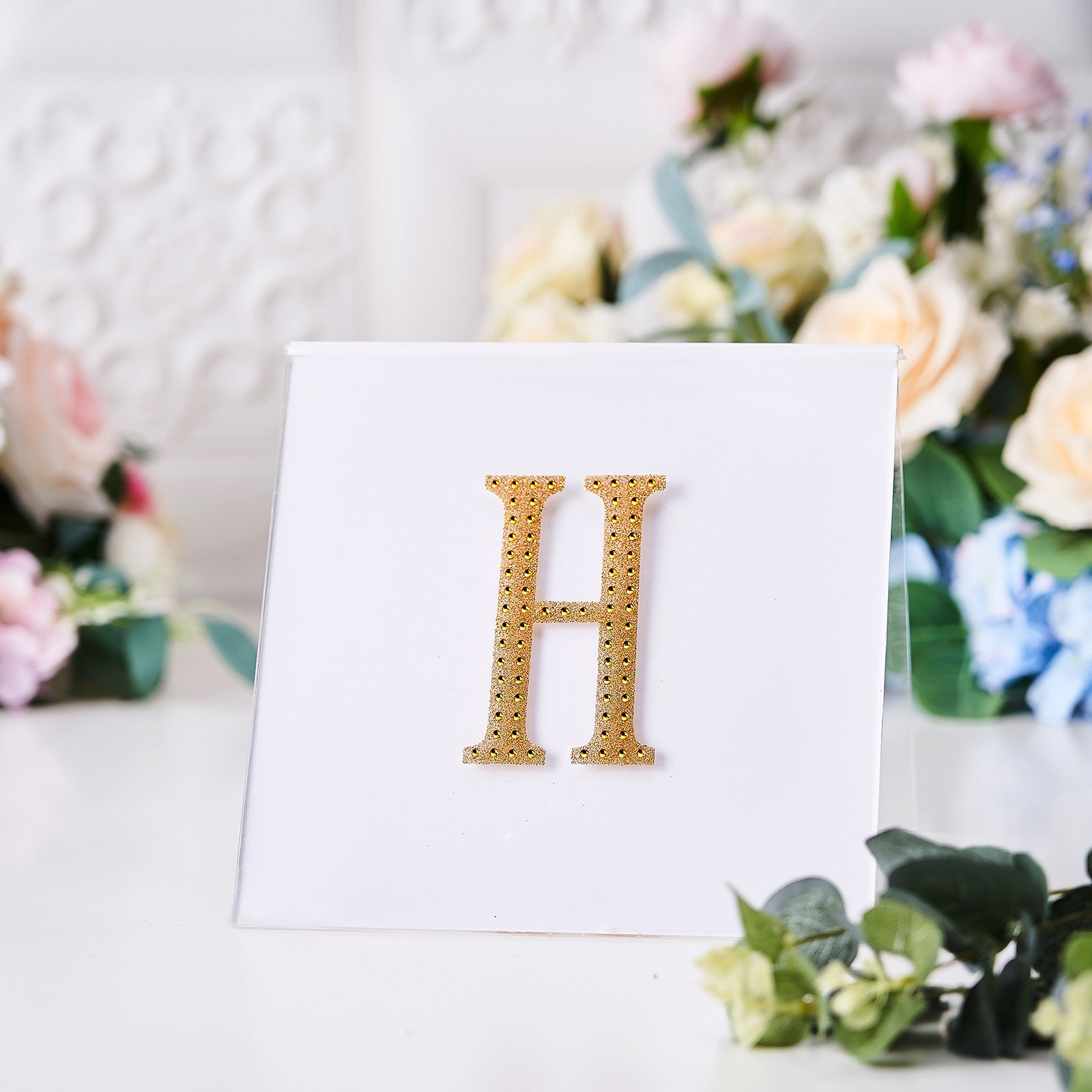 4" tall Gold Letter Self-Adhesive Rhinestones Gem Sticker Wedding Party Crafts - Picture 54 of 177