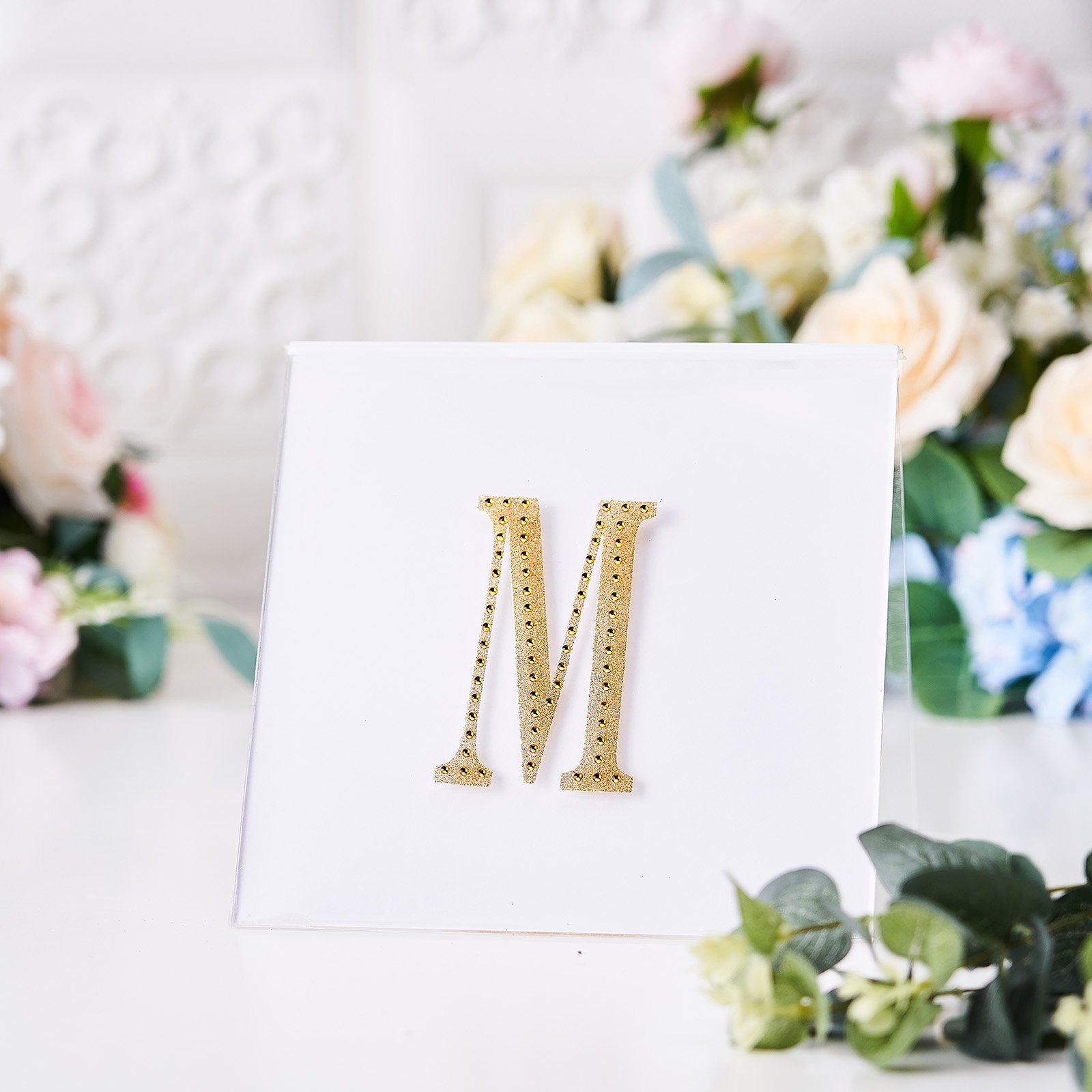 4" tall Gold Letter Self-Adhesive Rhinestones Gem Sticker Wedding Party Crafts - Picture 82 of 177