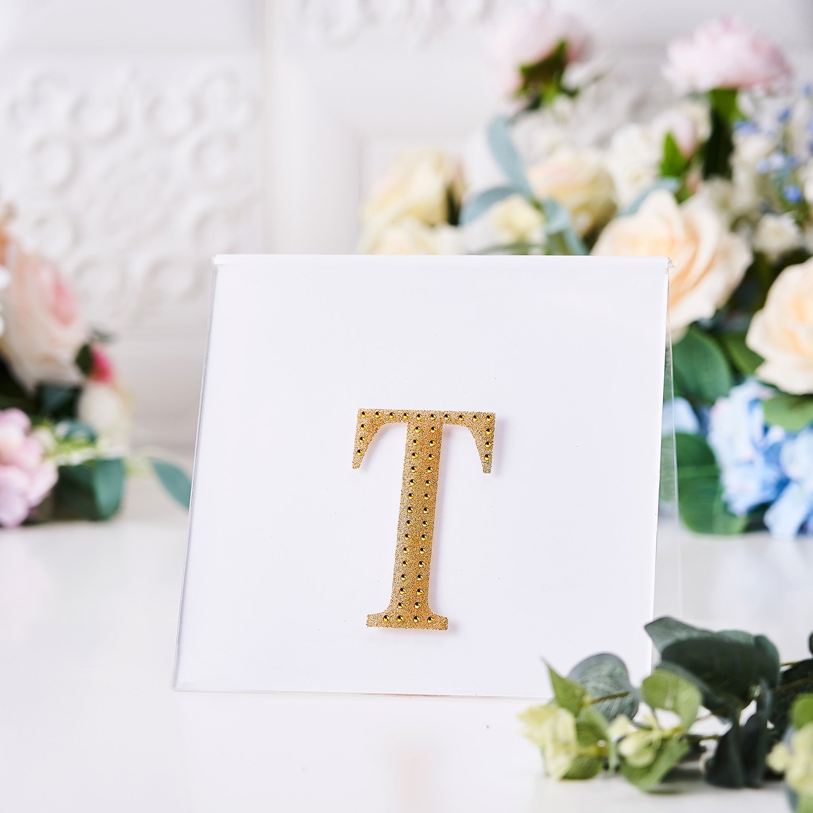4" tall Gold Letter Self-Adhesive Rhinestones Gem Sticker Wedding Party Crafts - Picture 131 of 177