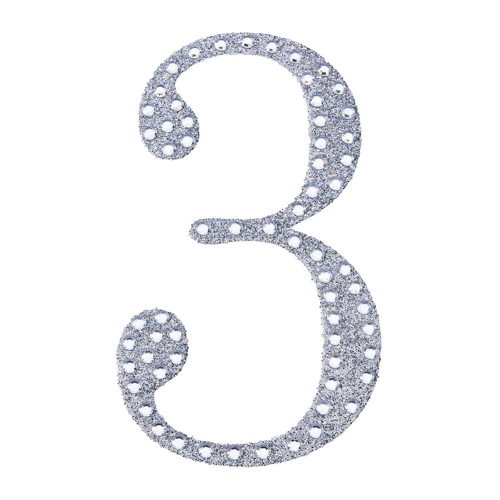 6" tall Silver Number Self-Adhesive Rhinestones Gem Sticker Wedding Party Crafts - Picture 24 of 72