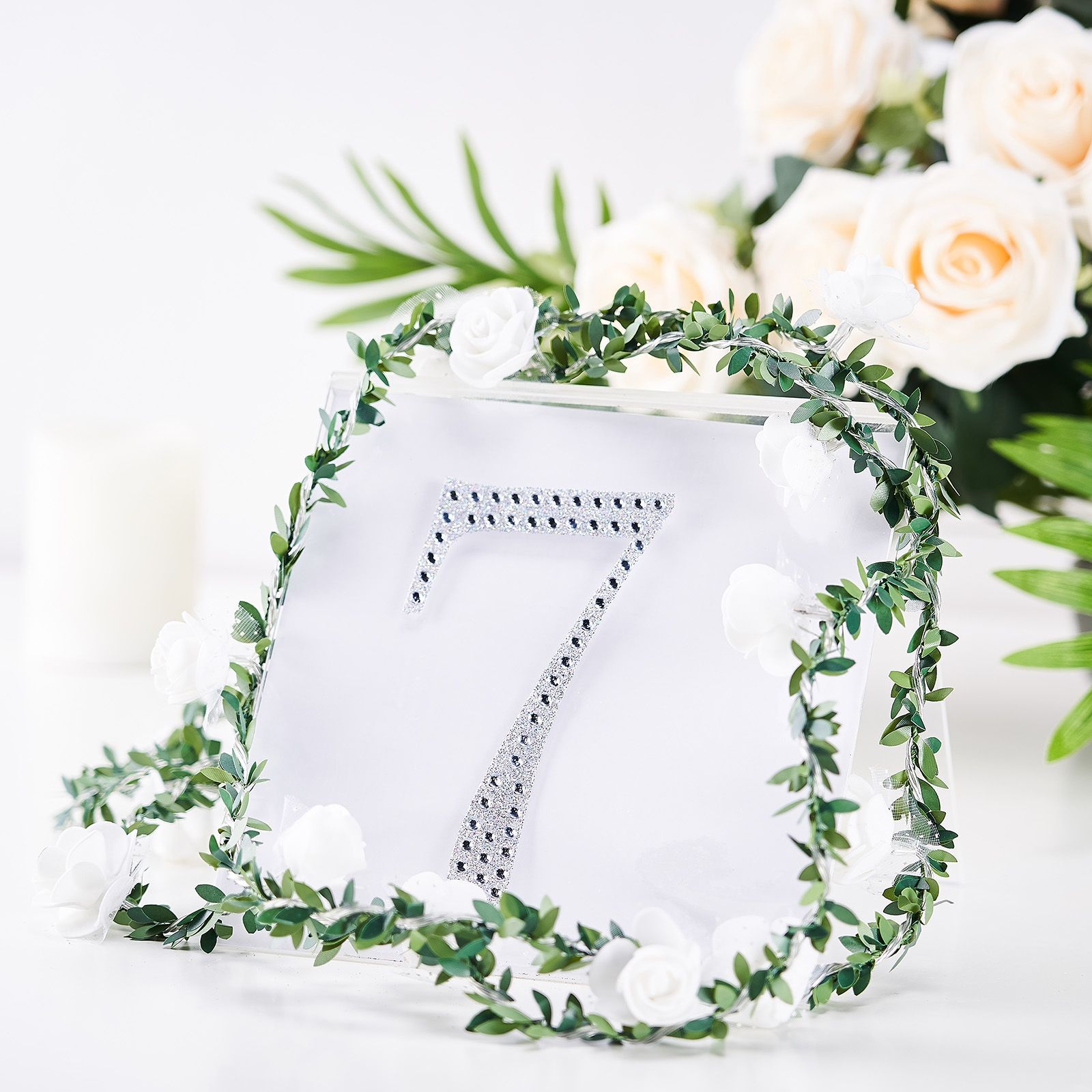 6" tall Silver Number Self-Adhesive Rhinestones Gem Sticker Wedding Party Crafts - Picture 54 of 72