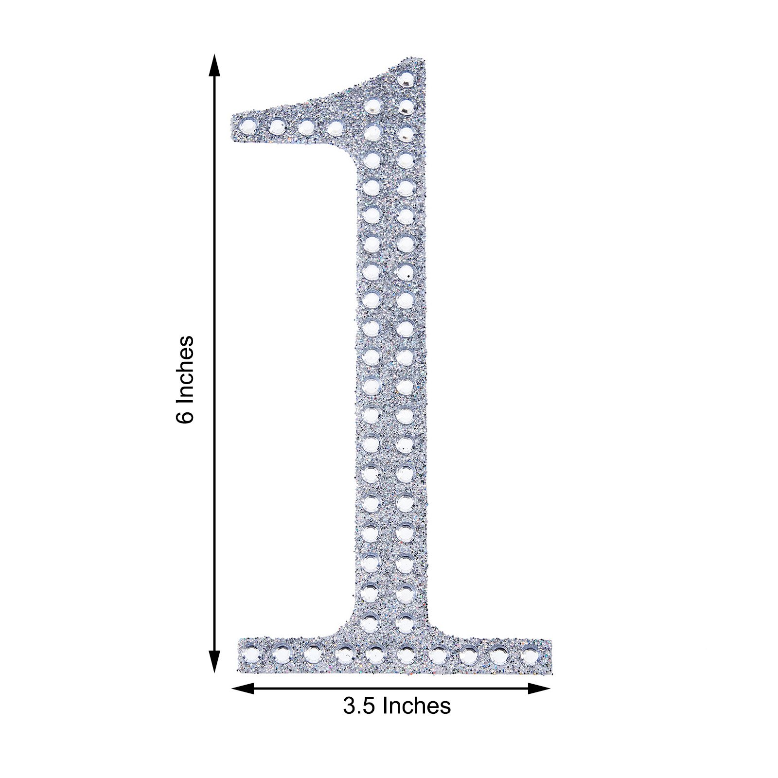 6" tall Silver Number Self-Adhesive Rhinestones Gem Sticker Wedding Party Crafts - Picture 6 of 72