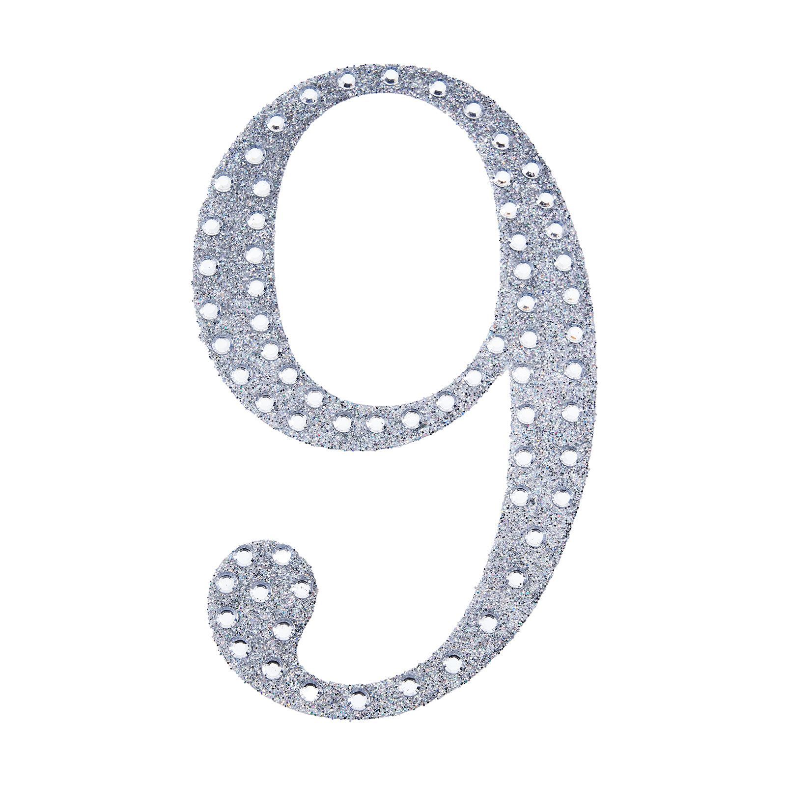 6" tall Silver Number Self-Adhesive Rhinestones Gem Sticker Wedding Party Crafts - Picture 66 of 72