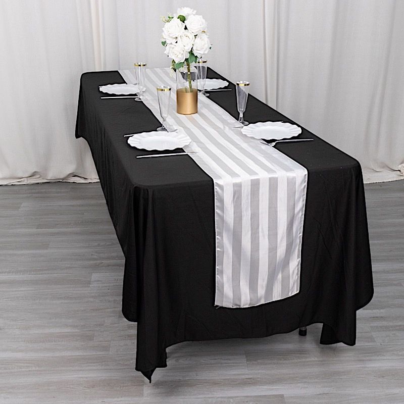 12x108 in Stripes Satin TABLE RUNNER Wedding Party Linens Events Decorations - Picture 61 of 65