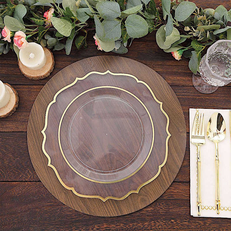6 Rustic 13" Wooden Round Disposable Paper Placemats Party Events Decorations - Picture 6 of 17