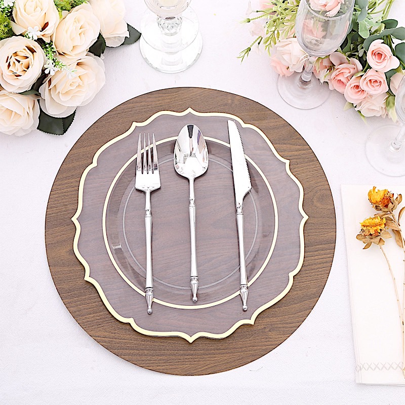6 Rustic 13" Wooden Round Disposable Paper Placemats Party Events Decorations - Picture 5 of 17