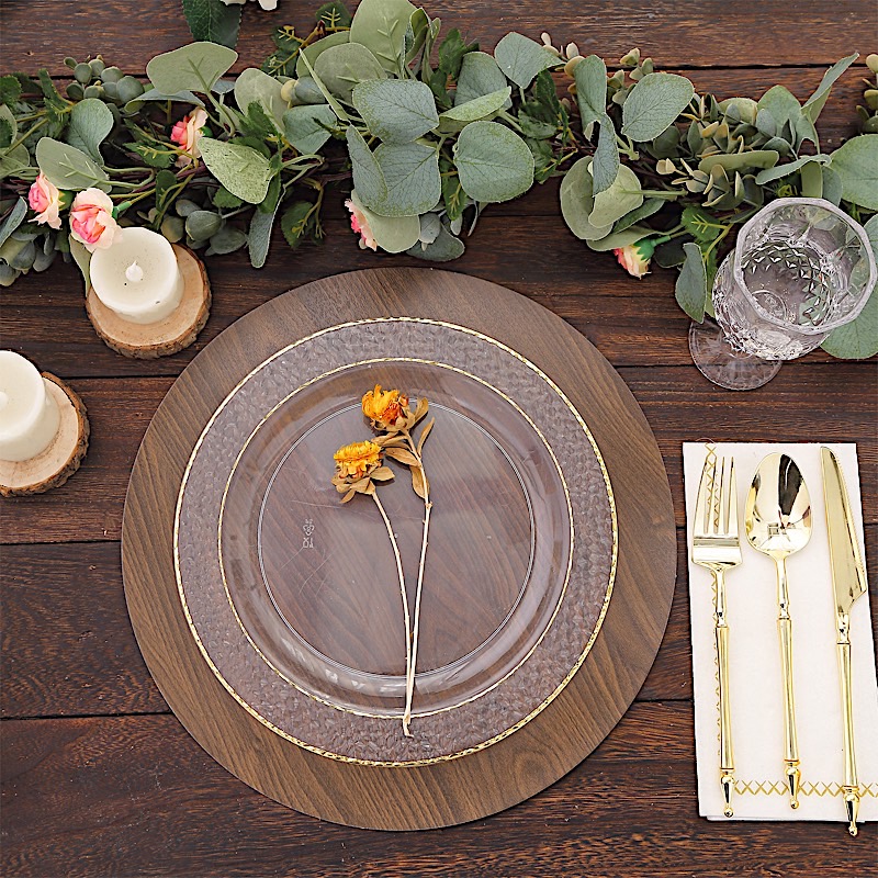 6 Rustic 13" Wooden Round Disposable Paper Placemats Party Events Decorations - Picture 8 of 17