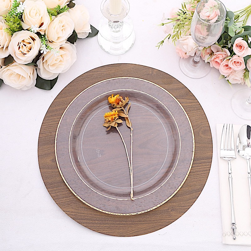 6 Rustic 13" Wooden Round Disposable Paper Placemats Party Events Decorations - Picture 4 of 17