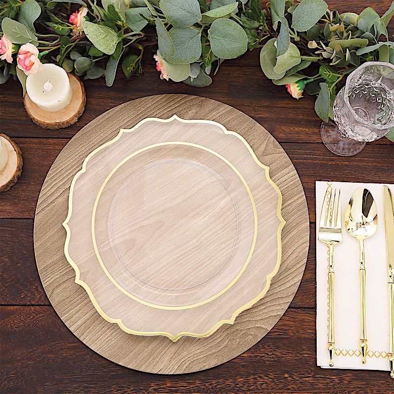 6 Rustic 13" Wooden Round Disposable Paper Placemats Party Events Decorations - Picture 13 of 17