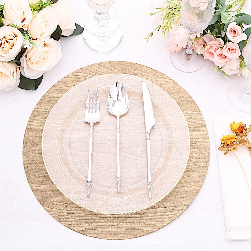 6 Rustic 13" Wooden Round Disposable Paper Placemats Party Events Decorations - Picture 14 of 17