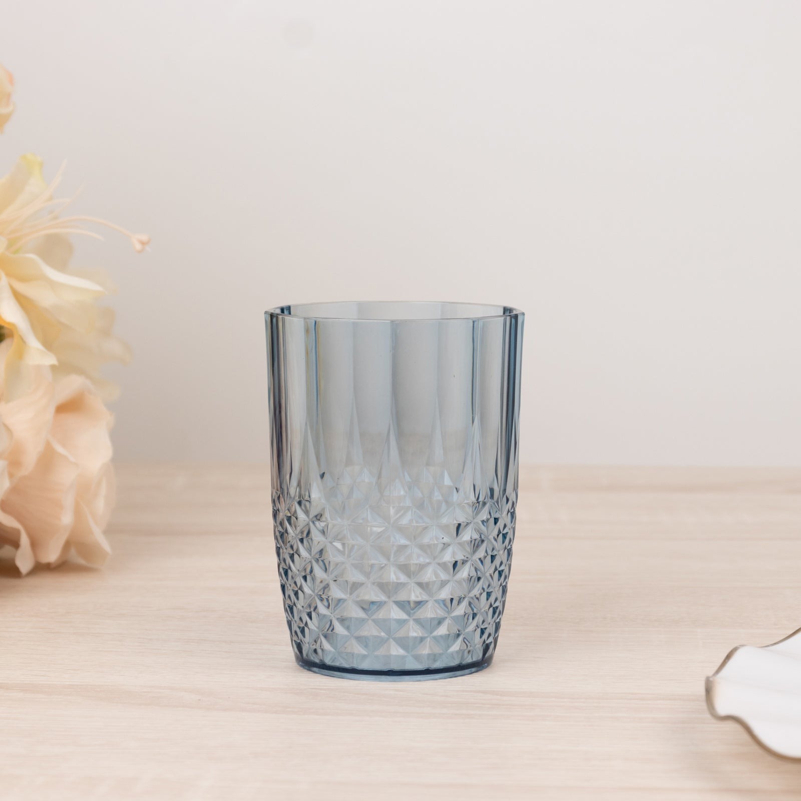 6 DUSTY BLUE 16 oz Crystal Cut Plastic DRINKING GLASSES Tumblers Party |  eBay