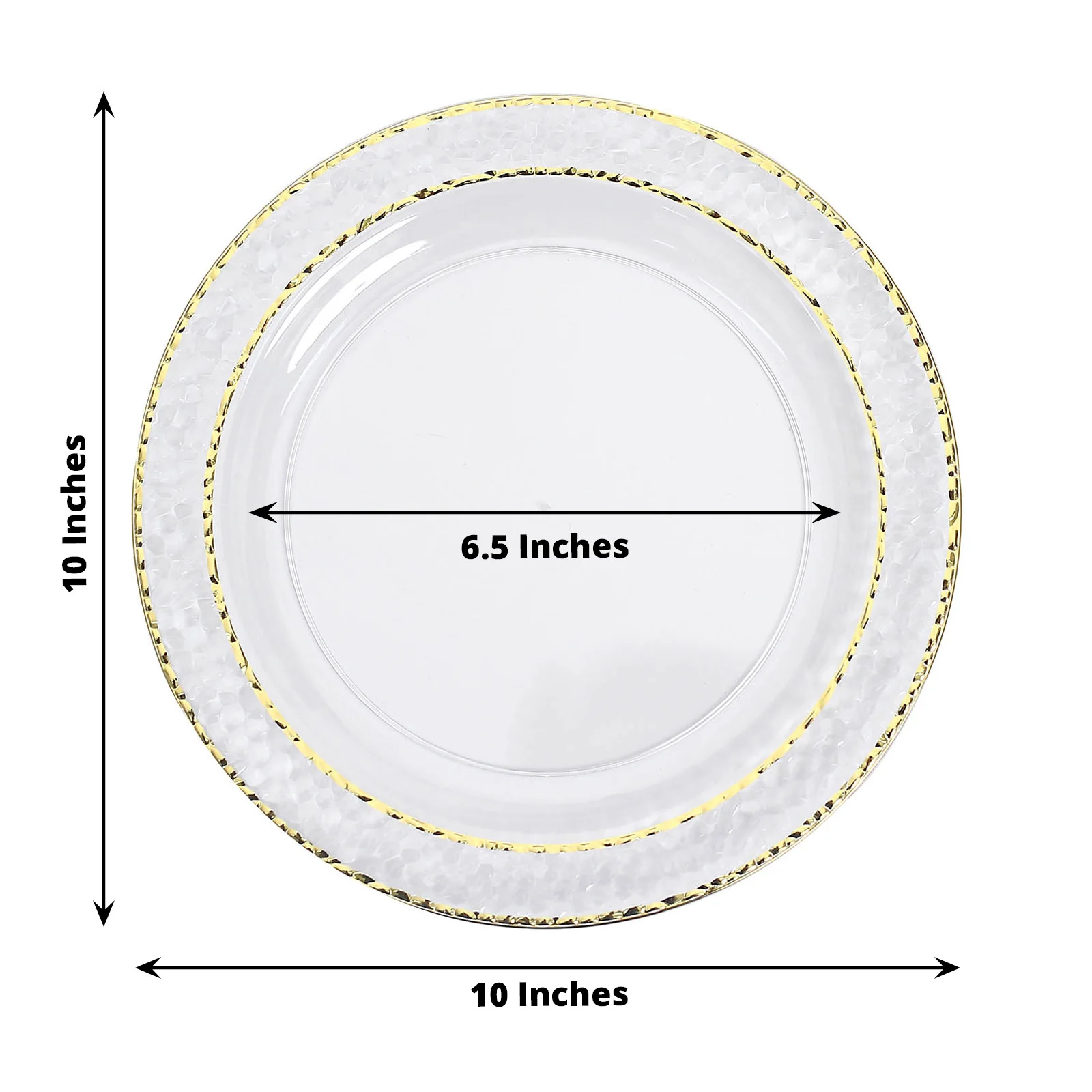Vajilla desechable transparente de 10" con adornos dorados martillados para fiesta boda - Imagen 10 de 15