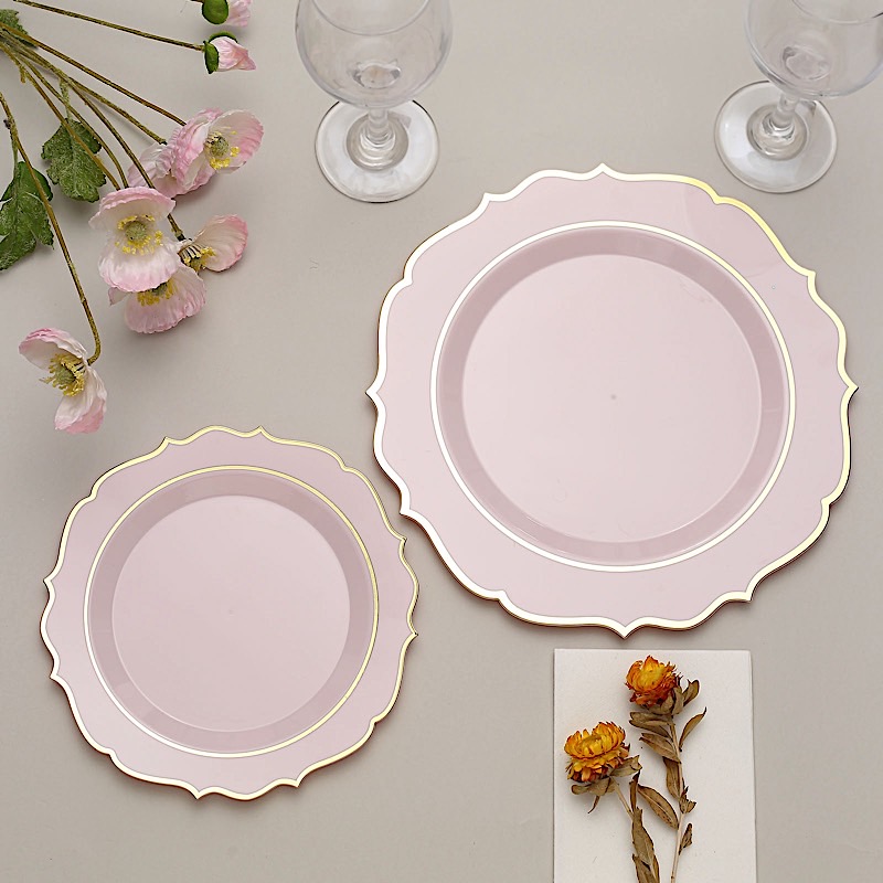 Disposable Plastic Plates Scalloped Rim Wedding Party Event Tableware Home - Picture 7 of 108