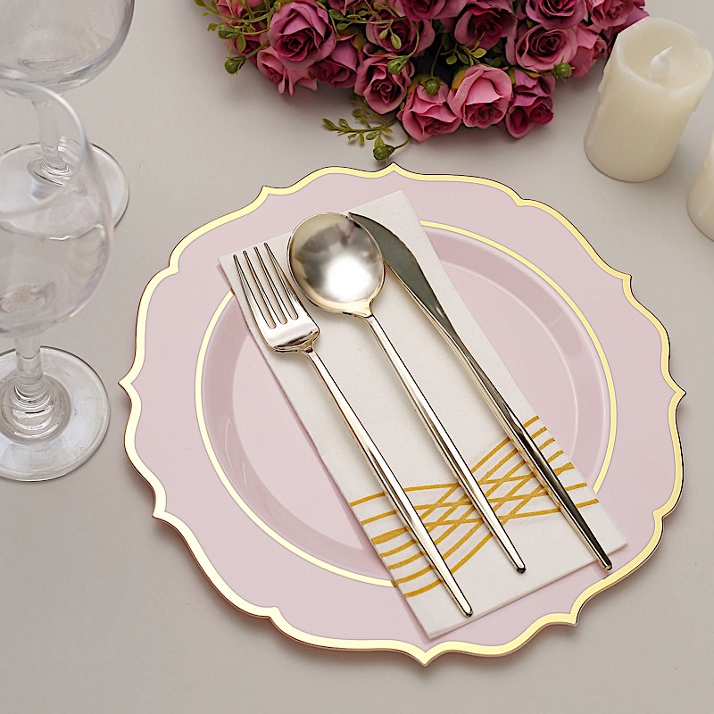 Disposable Plastic Plates Scalloped Rim Wedding Party Event Tableware Home - Picture 10 of 108
