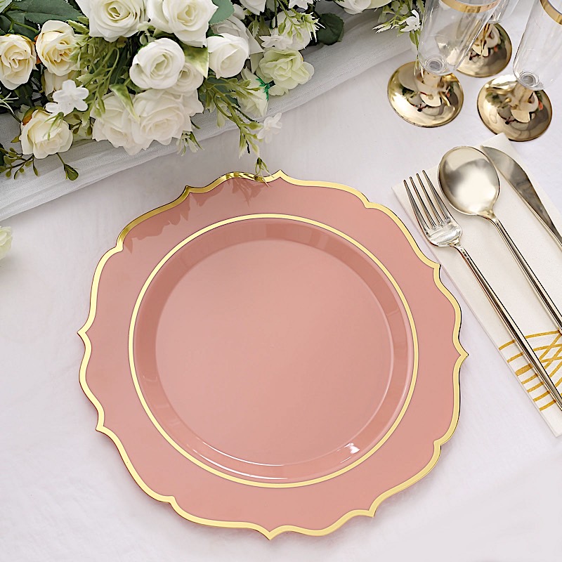 Disposable Plastic Plates Scalloped Rim Wedding Party Event Tableware Home - Picture 35 of 108