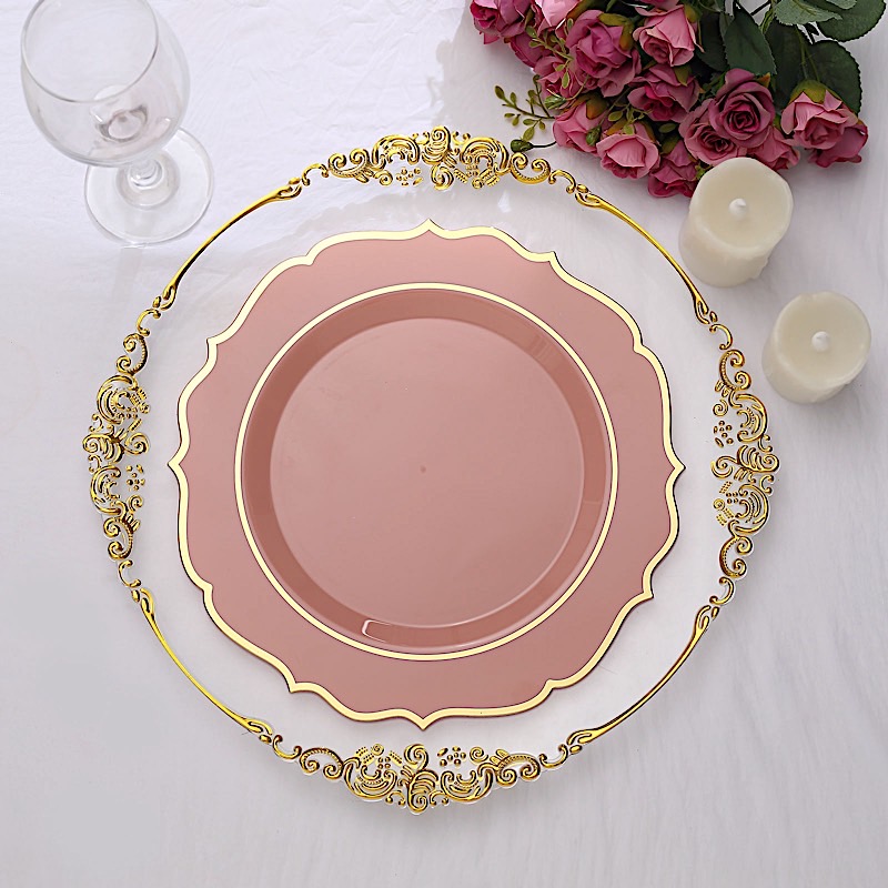 Disposable Plastic Plates Scalloped Rim Wedding Party Event Tableware Home - Picture 36 of 108