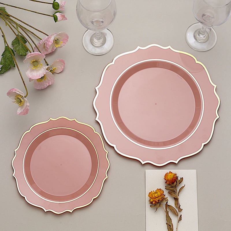 Disposable Plastic Plates Scalloped Rim Wedding Party Event Tableware Home - Picture 39 of 108