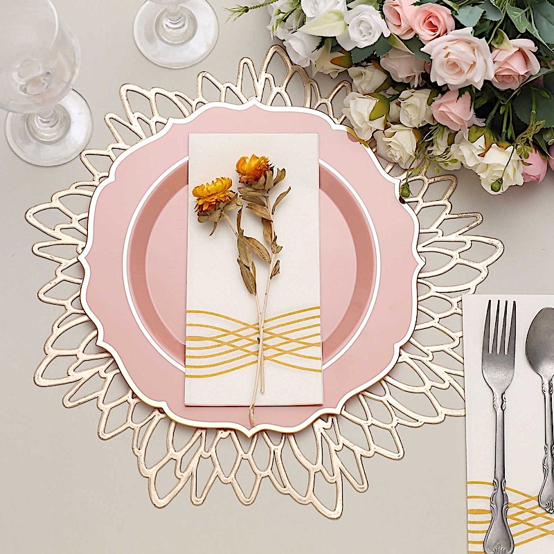 Disposable Plastic Plates Scalloped Rim Wedding Party Event Tableware Home - Picture 41 of 108