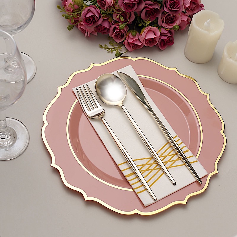 Disposable Plastic Plates Scalloped Rim Wedding Party Event Tableware Home - Picture 42 of 108