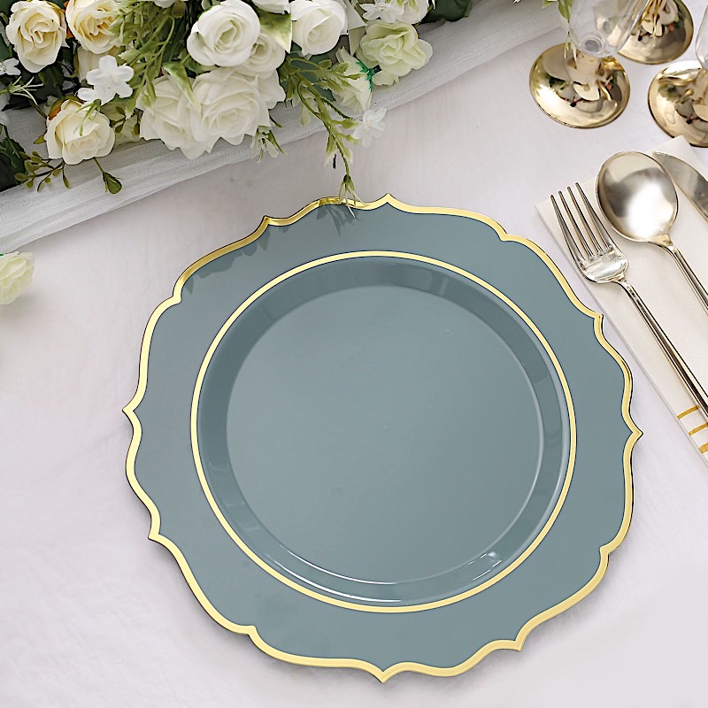 Disposable Plastic Plates Scalloped Rim Wedding Party Event Tableware Home - Picture 27 of 108