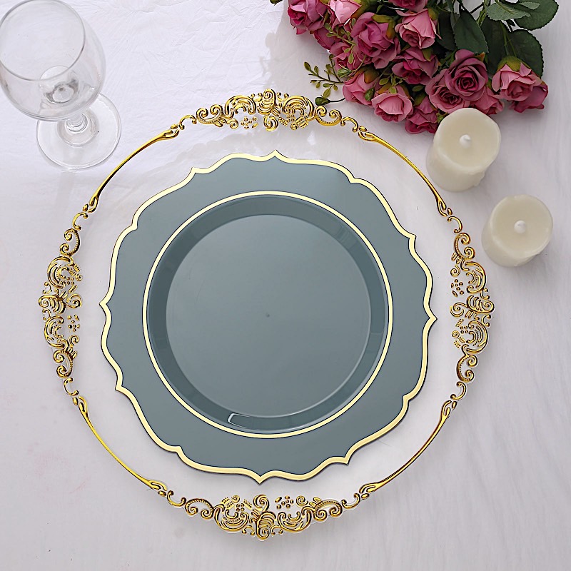 Disposable Plastic Plates Scalloped Rim Wedding Party Event Tableware Home - Picture 28 of 108