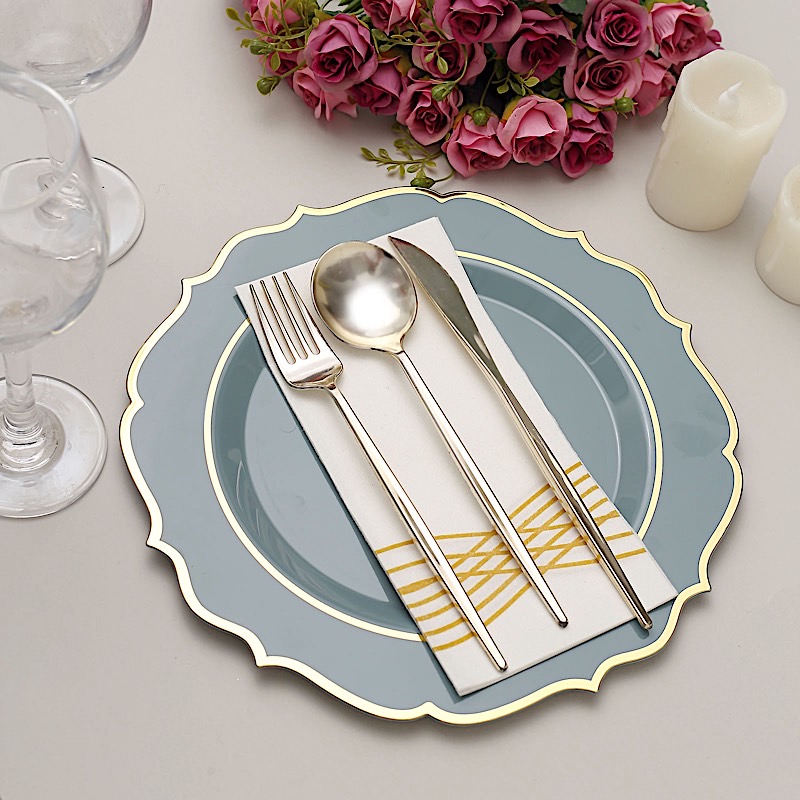 Disposable Plastic Plates Scalloped Rim Wedding Party Event Tableware Home - Picture 34 of 108