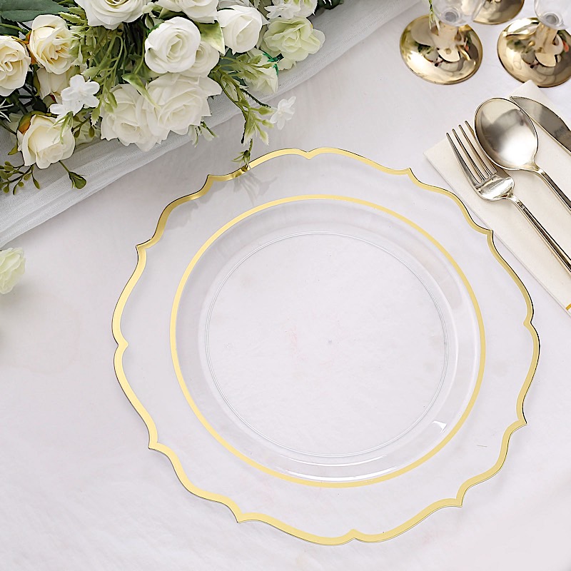 Disposable Plastic Plates Scalloped Rim Wedding Party Event Tableware Home - Picture 19 of 108