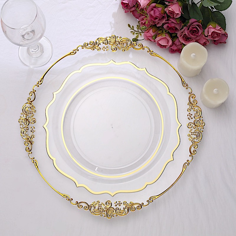 Disposable Plastic Plates Scalloped Rim Wedding Party Event Tableware Home - Picture 20 of 108
