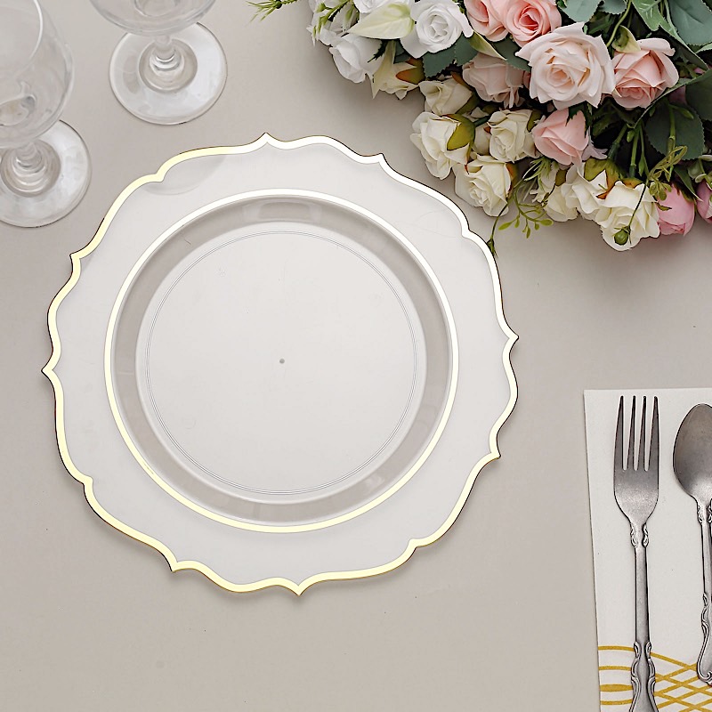 Disposable Plastic Plates Scalloped Rim Wedding Party Event Tableware Home - Picture 22 of 108