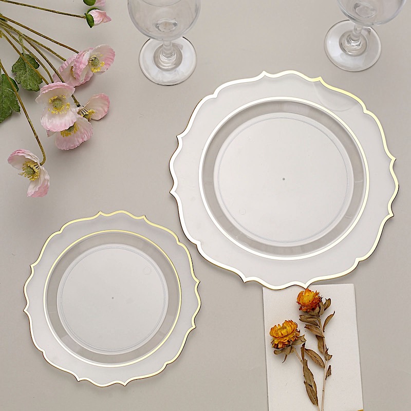 Disposable Plastic Plates Scalloped Rim Wedding Party Event Tableware Home - Picture 23 of 108