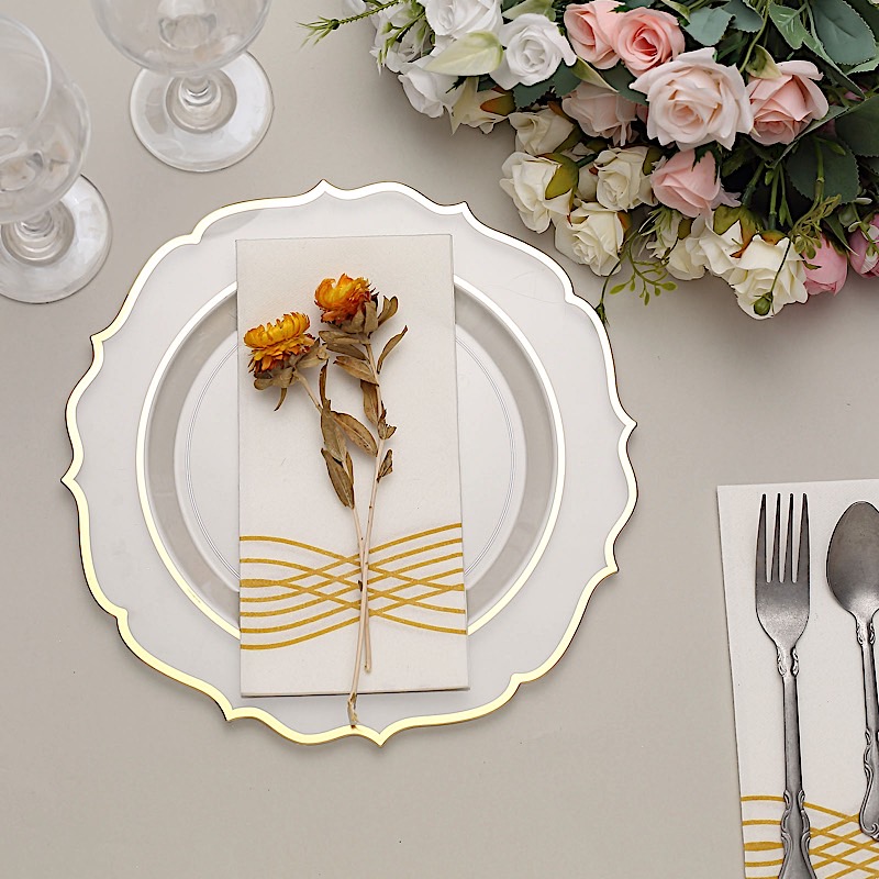 Disposable Plastic Plates Scalloped Rim Wedding Party Event Tableware Home - Picture 25 of 108