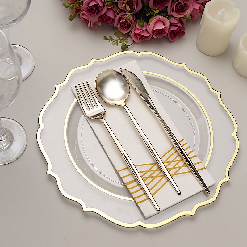 Disposable Plastic Plates Scalloped Rim Wedding Party Event Tableware Home - Picture 26 of 108