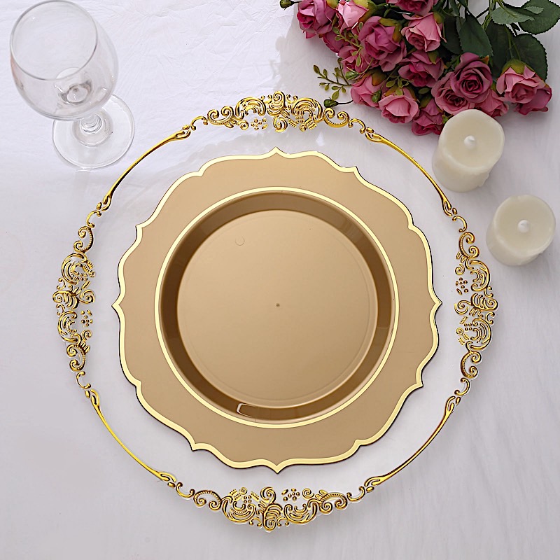 Disposable Plastic Plates Scalloped Rim Wedding Party Event Tableware Home - Picture 44 of 108