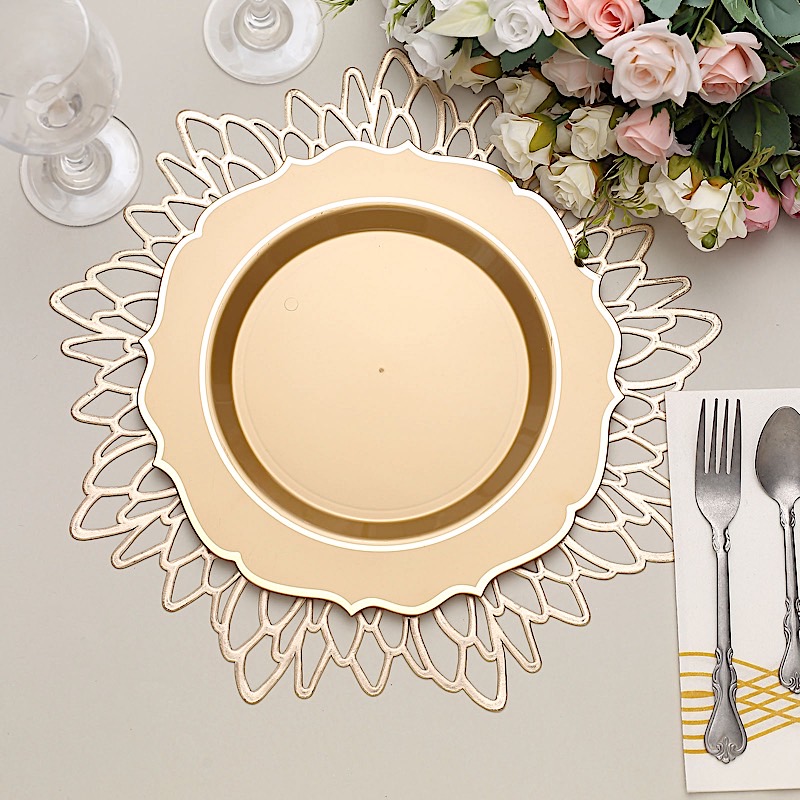 Disposable Plastic Plates Scalloped Rim Wedding Party Event Tableware Home - Picture 46 of 108