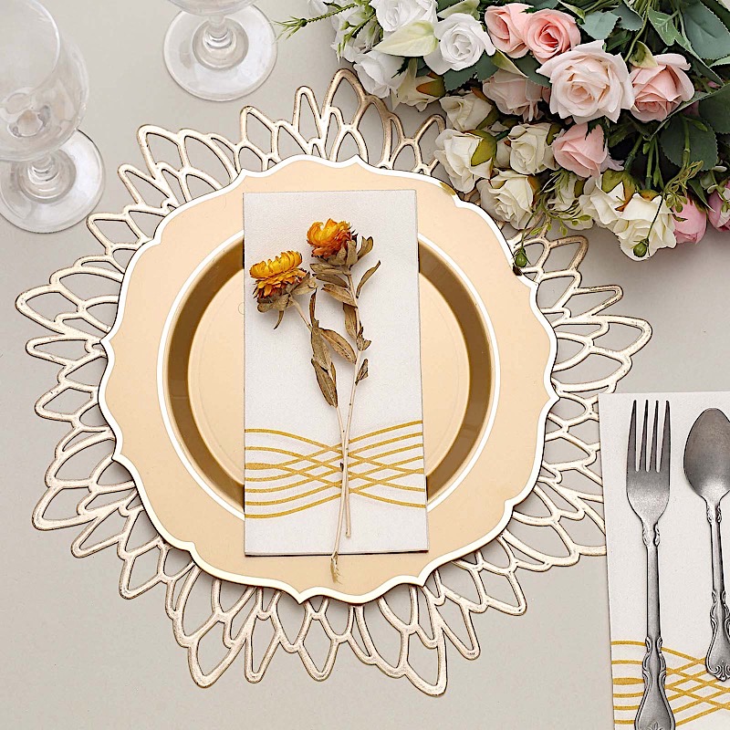 Disposable Plastic Plates Scalloped Rim Wedding Party Event Tableware Home - Picture 49 of 108