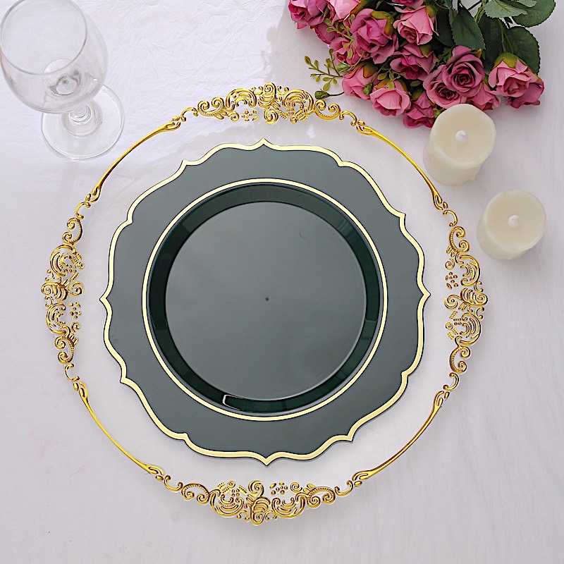Disposable Plastic Plates Scalloped Rim Wedding Party Event Tableware Home - Picture 52 of 108