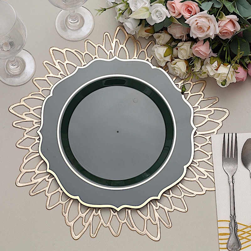 Disposable Plastic Plates Scalloped Rim Wedding Party Event Tableware Home - Picture 54 of 108