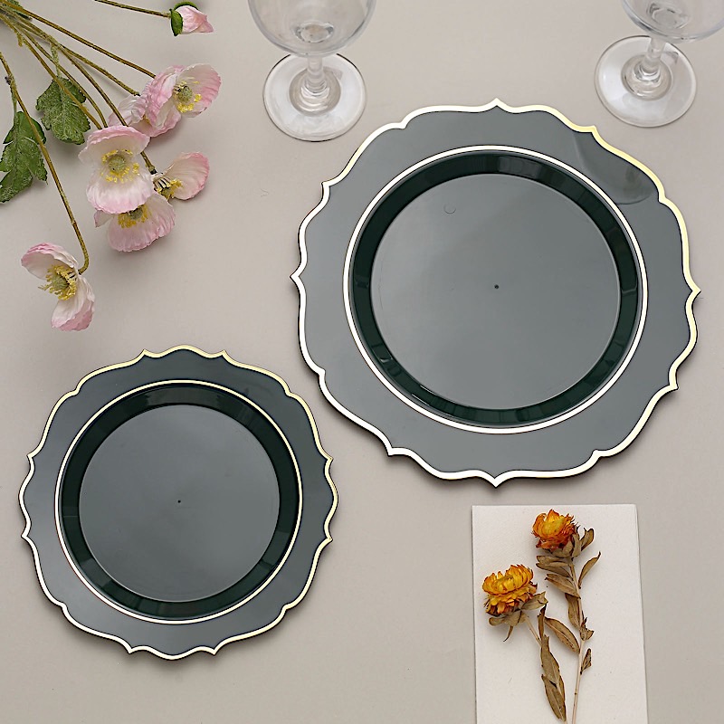 Disposable Plastic Plates Scalloped Rim Wedding Party Event Tableware Home - Picture 55 of 108