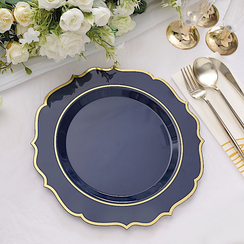 Disposable Plastic Plates Scalloped Rim Wedding Party Event Tableware Home - Picture 59 of 108