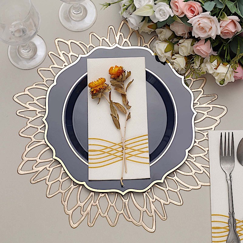 Disposable Plastic Plates Scalloped Rim Wedding Party Event Tableware Home - Picture 65 of 108