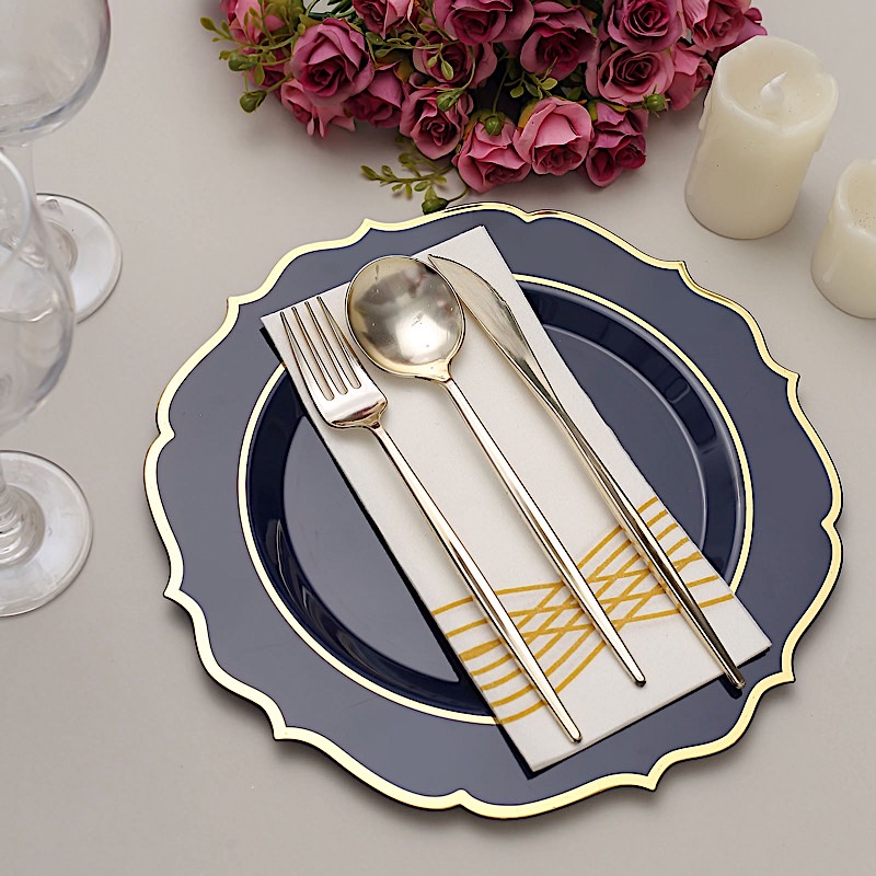 Disposable Plastic Plates Scalloped Rim Wedding Party Event Tableware Home - Picture 66 of 108