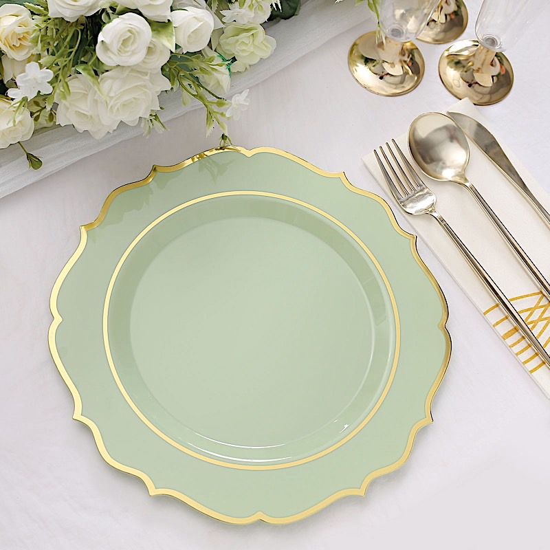 Disposable Plastic Plates Scalloped Rim Wedding Party Event Tableware Home - Picture 67 of 108