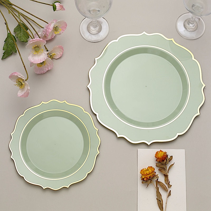 Disposable Plastic Plates Scalloped Rim Wedding Party Event Tableware Home - Picture 71 of 108