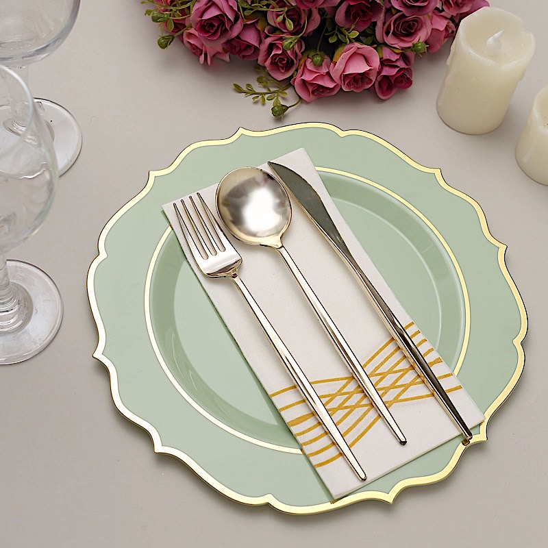 Disposable Plastic Plates Scalloped Rim Wedding Party Event Tableware Home - Picture 74 of 108