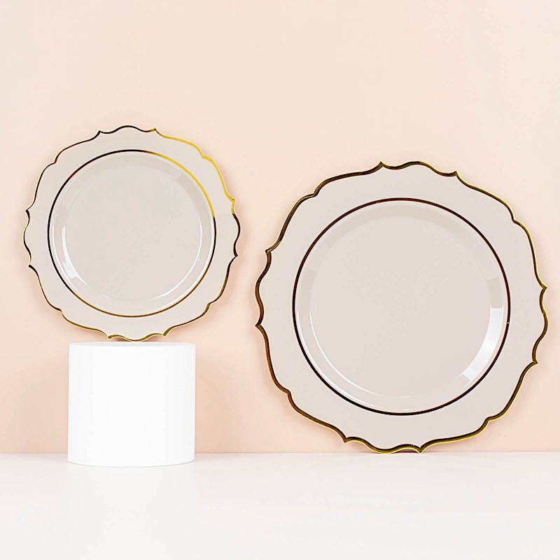Disposable Plastic Plates Scalloped Rim Wedding Party Event Tableware Home - Picture 77 of 108