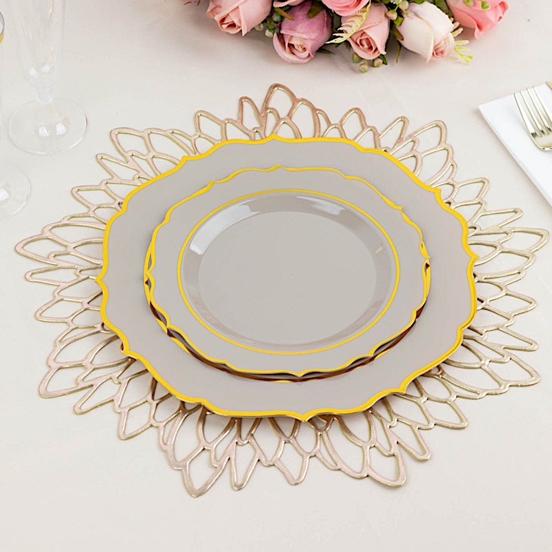 Disposable Plastic Plates Scalloped Rim Wedding Party Event Tableware Home - Picture 81 of 108